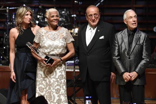 November 14, 2017 - Philadelphia, Pennsylvania, U.S - Board Chair, NINA C TINARI SCHULSON, and CLIVE DAVIS, and JERRY BLAVAT, presents DIONNE WARWICK, with the 2017 Marian Anderson Award at the Marian Anderson Award Gala held at the Kimmel Center in Philadelphia PA The Marian Anderson Award was created to honor and celebrate world-renowned artists for their artistic work and talents, as well as their philanthropic contributions to society. It is named in memory of culture-changing vocalist and distinguished Philadelphian, Marian Anderson. Philadelphia U.S. - ZUMArf1_ 20171114_zaf_rf1_026 Copyright: xRickyxFitchettx