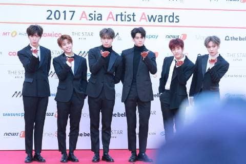 Members of South Korean boy band Astro arrive on the red carpet for the 2017 Asia Artist Awards (AAA) in Seoul, South Korea, 15 November 2017. Yoona leads stars to glam up 2017 Asia Artist Awards in Seoul  20171115_12394
