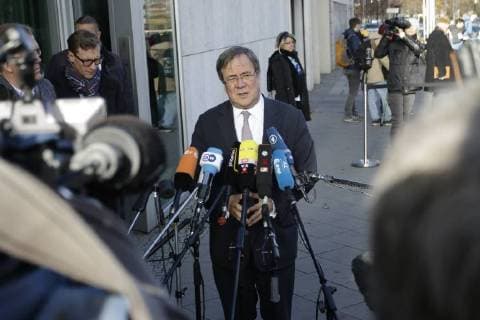 NRW-Ministerpräsident Armin Laschet, Deutschland, Berlin, Konrad-Adenauer-Haus, Sondierungsgesprächen: CDU, CSU, FDP und Bündnis 90 Die Grünen, 17.11.2017 *** NRW Prime Minister Armin Laschet Germany Berlin Konrad Adenauer House Exploratory talks CDU CSU FDP and Alliance 90 the Greens 17 11 2017