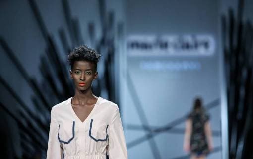 November 17, 2017 - Budapest, Hungary - Model presents a creation by Hungarian designer Tomcsanyi as part of Marie Claire Fashion Days 2017 on Nov 17, 2017 at VoÂ¡rkert BazoÂ¡r in Budapest, Hungary. Budapest Hungary  - ZUMAn230 20171117_zaa_n230_546 Copyright: xRobertxSzaniszlox