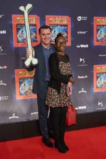 Andrej Hermlin with Woman Joyce World premiere Germany greatest Children show Game with the Time in Frederick city Palace Berlin at 19 11 2017 World premiere Game with the Time