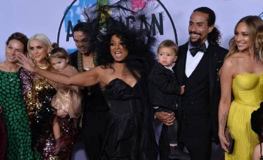 Ashlee Simpson, Jagger Snow Ross, Evan Ross, Diana Ross, Ross Naess, and Kimberly Ryan arrive for the annual American Music Awards held at Microsoft Theater in Los Angeles, on November 19, 2017.  LAP2017111939 JIMxRUYMEN