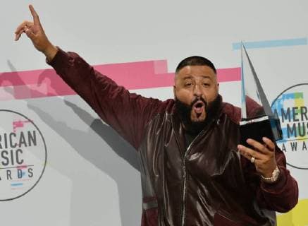 DJ Khaled appears backstage for his win of Best Rap Hip Hop Song at the annual American Music Awards held at Microsoft Theater in Los Angeles, on November 19, 2017.  LAP20171119993 JIMxRUYMEN