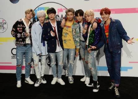 BTS arrives for the annual American Music Awards held at Microsoft Theater in Los Angeles, on November 19, 2017.  LAP20171119111 JIMxRUYMEN