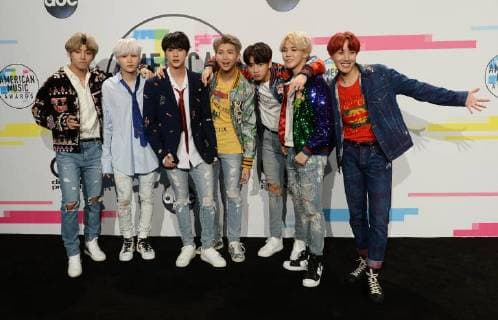 BTS arrives for the annual American Music Awards held at Microsoft Theater in Los Angeles, on November 19, 2017.  LAP20171119112 JIMxRUYMEN