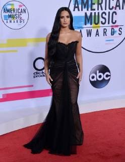 Singer Demi Lovato arrives for the annual American Music Awards held at Microsoft Theater in Los Angeles, on November 19, 2017.  LAP20171119121 JIMxRUYMEN