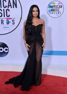 Singer Demi Lovato arrives for the annual American Music Awards held at Microsoft Theater in Los Angeles, on November 19, 2017.  LAP20171119123 JIMxRUYMEN