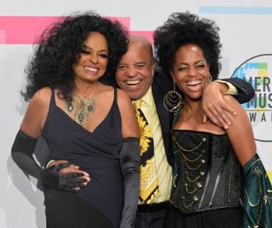 Singer and actress Diana Ross and Berry Gordy appear backstage with their daughter Rhonda Ross Kendrick during the annual American Music Awards held at Microsoft Theater in Los Angeles, on November 19, 2017.  LAP20171119189 JIMxRUYMEN