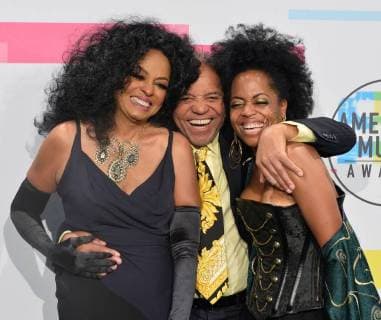 Singer and actress Diana Ross and Berry Gordy appear backstage with their daughter Rhonda Ross Kendrick during the annual American Music Awards held at Microsoft Theater in Los Angeles, on November 19, 2017.  LAP20171119190 JIMxRUYMEN