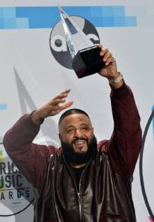 KJ Khaled appears backstage after winning the award for Favorite Hip-Hop Song for his I m The One, smash, featuring Justin Bieber, Quavo, Chance the Rapper, and Lil Wayne during the annual American Music Awards held at Microsoft Theater in Los Angeles, on November 19, 2017.  LAP20171119203 JIMxRUYMEN