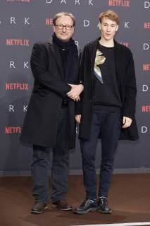 Rainer Bock with Son Moritz European premiere the first German NETFLIX Original Series Dark in Zoopalast in Berlin at 20 11 207 European premiere Dark