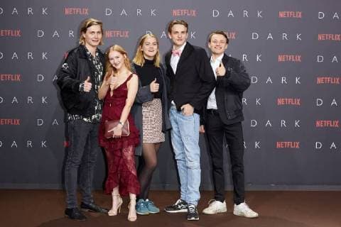 Moritz Jahn Gina Alice Stiebitz Nele Trebs Ludger and Paul LUX European premiere the first German NETFLIX Original Series Dark in Zoopalast in Berlin at 20 11 207 European premiere Dark