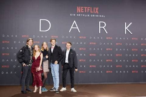 Moritz Jahn Gina Alice Stiebitz Nele Trebs Ludger and Paul LUX European premiere the first German NETFLIX Original Series Dark in Zoopalast in Berlin at 20 11 207 European premiere Dark