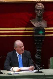 King Juan Carlos I of Spain speaks during the awarding of the Echegaray Medal 2016 to researcher Margarita Salas, at the Royal Academy of Exact, Physical and Natural Sciences in Madrid, Spain, 21 November 2017. Juan Carlos and Sofia chair the awarding or the Echegaray Medal 2016 !ACHTUNG: NUR REDAKTIONELLE NUTZUNG!  Copyright: xJuanJoxMartínx GRA001 20171121-636468928746254127
