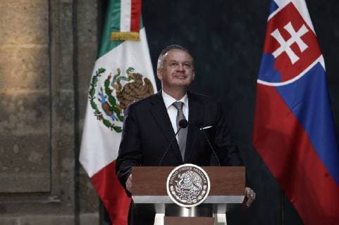 November 21, 2017 - Mexico City, MEXICO, MEXICO - Mexican President Enrique Pena Nieto and Slovakia President Andrej Kiska (in photo) during a press conference after their meeting at the National Palace in Mexico City, Tuesday, November 21, 2017. ANTONIO NAVA PI Mexico City MEXICO - ZUMAp124 20171121_zaa_p124_008 Copyright: xAntonioxNava Pix
