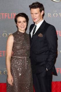Claire Foy and Matt Smith the two actors and leading actor at the premiere of the second season of the Netflix series The Crown on 21 11 2017 in London The Crown TV Series Season 2 World premiere in London 2017