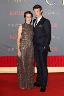 Claire Foy and Matt Smith the two actors and leading actor at the premiere of the second season of the Netflix series The Crown on 21 11 2017 in London The Crown TV Series Season 2 World premiere in London 2017