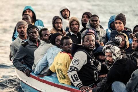 Out and about with Sea Watch 3 Refugee boat Refugee boat Refugees Refugees Location West of Tripoli in International waters No Model Release Wednesday 22 11 2017 Mediterranean