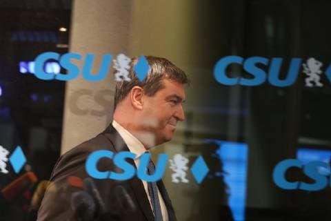 Germany: CSU board meeting Markus Soeder. The CSU held a board meeting concerning the party s future, the future leader and the front candidate for the bavarian election in Munich. Munich Bavaria Germany CSU-headquarter  AlexanderxPohl