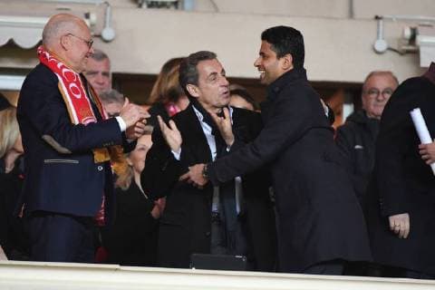 Nicolas Sarkozy, Nasser Al Khelaifi (PRESIDENT PSG) - Monaco vs Paris SG CELEBRITES : Monaco vs Paris SG - Ligue 1 Conforama - 26 11 2017 lioneLURMAN PANORAMIC 