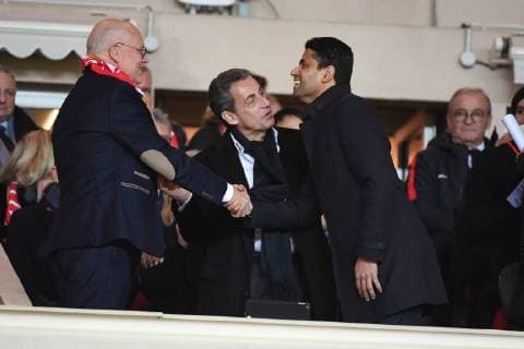 Nicolas Sarkozy, Nasser Al Khelaifi (PRESIDENT PSG) - Monaco vs Paris SG CELEBRITES : Monaco vs Paris SG - Ligue 1 Conforama - 26 11 2017 lioneLURMAN PANORAMIC 