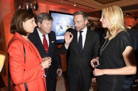 Katrin Goering Eckardt Karl Ulrich Kuhlo Christian Lindner and Christine Langner at the n tv Anniversary Celebration of the 25th Anniversary of the Newscast in the Representative Office of Bertelsmann SE Co KGaA Berlin 28 11 2017 Foto:xF.xKernx xFuturexImage