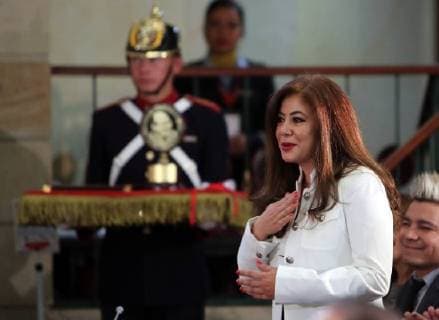 Colombian writer Pilar Velez (C) receives the National Award for Communication and Journalism Alfonso Lopez Michelsen at the National Capitol in Bogota, Colombia, 30 November 2017. Velez received the prize for her contribution to the development and aggrandizement of that work in Miami, where she lives and presides over the Hispanic Heritage Literature Organization. Writer Pilar Velez is awarded in Colombia for her work in Miami !ACHTUNG: NUR REDAKTIONELLE NUTZUNG!  Copyright: xMauricioxDuenasxCastanedax BOG002 20171130-636476762477252947