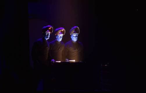 The Blue Man Group on stage at the premiere on 30 11 2017 in Cologne