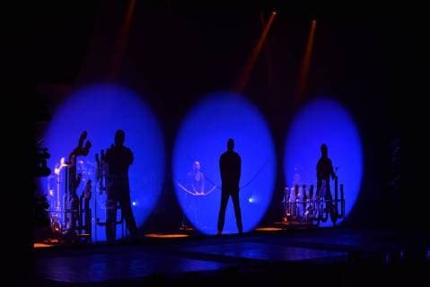The Blue Man Group on stage at the premiere on 30 11 2017 in Cologne