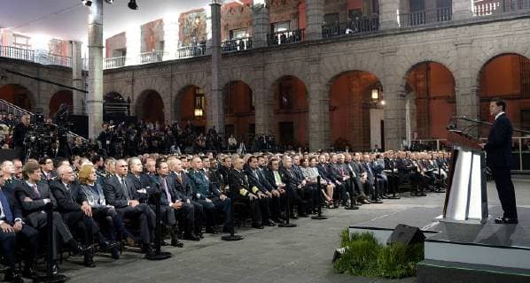 December 2, 2017 - Mexico, Mexico, MEXICO - President Enrique Pena Nieto meets with government employees and public servants on Saturday December 2, 2017 in the National Palace in Mexico City to highlight his government accomplishments and to reiterate his goals for next year, which is his last year. Mexico MEXICO - ZUMAp124 20171202_zaa_p124_009 Copyright: xGustavoxCamachox