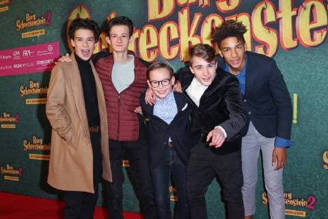 Benedict Gloeckle Eloi Christ Caspar Krzysch Maurizio Magno Chieloka Nwokolo Film premiere of Burg Schreckenstein 2 at the Mathaeser Filmpalast in Muenchen on 03 12 2017