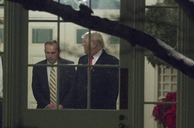 U.S. President Donald J. Trump speaks with Senator Mike Lee(R-UT) as they return to the White House in Washington, DC after attending events in Salt Lake City, Utah, and signed two Presidential Proclamations decreasing the size of Grand Staircase-Escalante and Big Ears National Monuments, December 4, 2017.  WAX20171204908