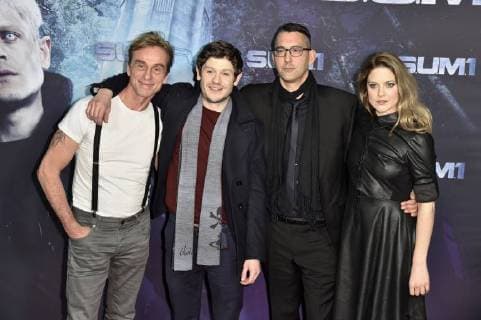 Andre M Hennicke Ivan Rheon Christian Pasquariello and Zoe Grisedale at the premiere of the feature film S U M 1 at the CineStar Sony Center Berlin 04 12 2017 Foto:xN.xKubelkax xFuturexImage