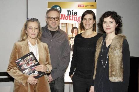 Kathrin Zechner Josef Hader Pia Hierzegger and Marie Kreutzer presenting ORF Stadtkomödie The white lie in ORF Zentrum Wien 06 12 2017 Foto:xB.xLoschanx xFuturexImage