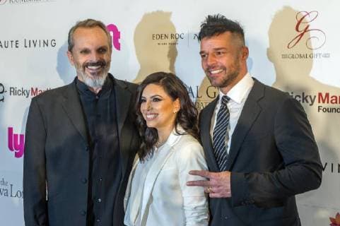 Spanish Singer Miguel Bose, singer Ricky Martin (R) and actress Eva Longoria (C) attend the charity gala of the Global Gift Humanitarian Award in Miami, USA, 07 December 2017. The gala is held to raise funds in favor of Puerto Rico and is hosted by actress Eva Longoria and Puerto Rican singer Ricky Martin, who from the hand of their foundations have provided aid to the island. Humanitarian award Global Gift gala in Miami !ACHTUNG: NUR REDAKTIONELLE NUTZUNG!  Copyright: xGiorgioxVierax GIO54 20171208-636483066418906632