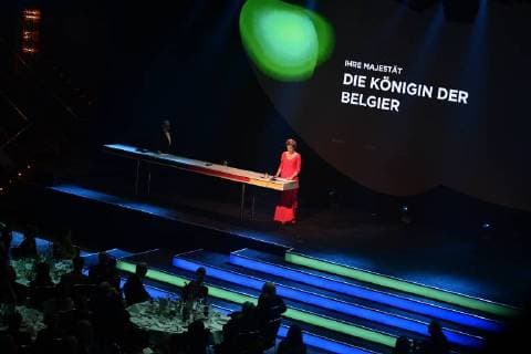 Queen Mathilde of Belgium pictured during the ceremony of the Honorary National German Sustainability Award, given to Queen Mathilde of Belgium, in Dusseldorf, Germany, Friday 08 December 2017.  YORICKxJANSENS 05215525