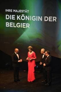 Queen Mathilde of Belgium pictured during the ceremony of the Honorary National German Sustainability Award, given to Queen Mathilde of Belgium, in Dusseldorf, Germany, Friday 08 December 2017.  YORICKxJANSENS 05215526