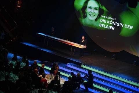 Queen Mathilde of Belgium pictured during the ceremony of the Honorary National German Sustainability Award, given to Queen Mathilde of Belgium, in Dusseldorf, Germany, Friday 08 December 2017.  YORICKxJANSENS 05215532