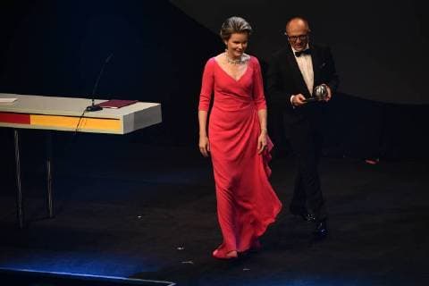 Queen Mathilde of Belgium pictured during the ceremony of the Honorary National German Sustainability Award, given to Queen Mathilde of Belgium, in Dusseldorf, Germany, Friday 08 December 2017.  YORICKxJANSENS 05215534