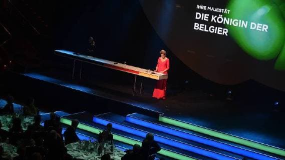 Queen Mathilde of Belgium pictured during the ceremony of the Honorary National German Sustainability Award, given to Queen Mathilde of Belgium, in Dusseldorf, Germany, Friday 08 December 2017.  YORICKxJANSENS 05215535