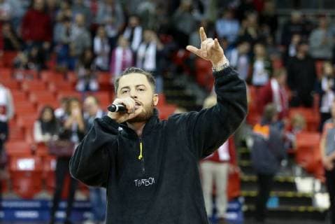 Saenger Bausa Feat Bausa Patrice FC Bayern Basketball MHP RIESEN Ludwigsburg Basketball BBL 09 12 2017 Muenchen Bayern Germany Copyright: xkolbert-press ChristianxKolbertx