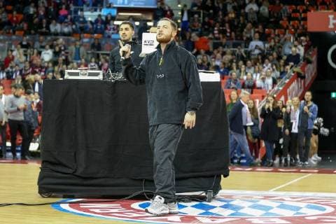 Saenger Bausa Feat Bausa Patrice FC Bayern Basketball MHP RIESEN Ludwigsburg Basketball BBL 09 12 2017 Muenchen Bayern Germany Copyright: xkolbert-press ChristianxKolbertx