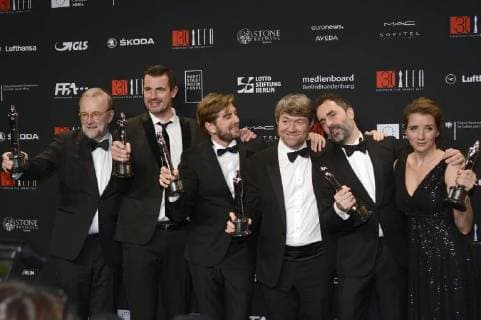 Meinholf Zurhorst Claes Bang Ruben Östlund Philippe Bober Erik Hemmendorff and Josefin Asberg attending the 30th European Film Awards 2017 at the Haus der Berliner Festspiele Berlin 09 12 2017 Foto:xC.xNiehausx xFuturexImage