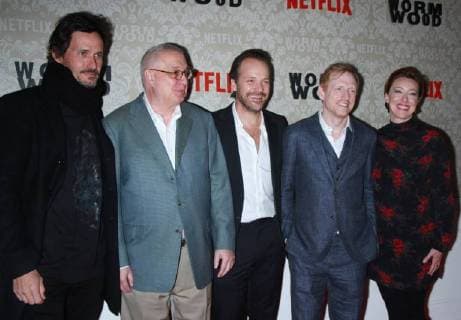 NEW YORK, NY - DECEMBER 12: Christian Camargo, Errol Morris, Peter Sarsgaard, Scott Shepherd and Molly Parker at the Netflix premiere of Wormwood at The Campbell in New York City on December 12, 2017. Copyright: xRWx