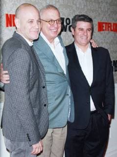 NEW YORK, NY - DECEMBER 12: Peter Friedlander, Errol Morris, Adam Del Leo at the Netflix premiere of Wormwood at The Campbell in New York City on December 12, 2017. Copyright: xRWx