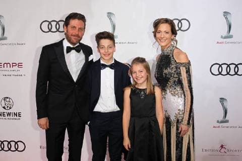 Philip Greffenius with wife Evelyne and children Thomas Chiara Audi Generation Award 2017 at Hotel Bayerischer Hof in Munich on 13 12 2017