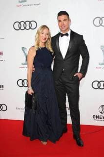Katja Wunderlich with friend Clemens Heinle Audi Generation Award 2017 at Hotel Bayerischer Hof in Munich on 13 12 2017