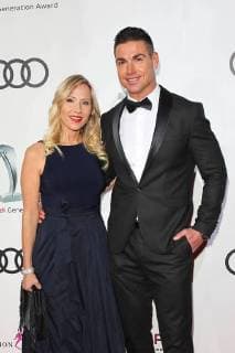 Katja Wunderlich with friend Clemens Heinle Audi Generation Award 2017 at Hotel Bayerischer Hof in Munich on 13 12 2017