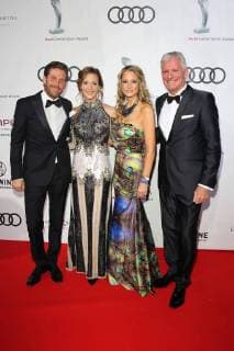 Philip Greffenius with wife Evelyne Alexander Schuhmacher Audi Germany with wife Stefanie Audi Generation Award 2017 at Hotel Bayerischer Hof in Munich on 13 12 2017
