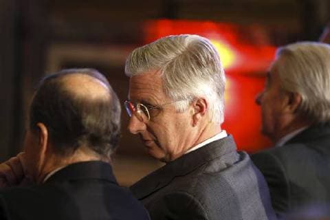 King Philippe - Filip of Belgium pictured during the award ceremony of Belgodyssee at Royal Palace, Thursday 14 December 2017 in Brussels.  NICOLASxMAETERLINCK 05218772
